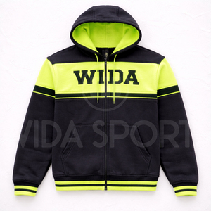 Conjunto Deportivo Personalizado al por Mayor, Unisex, 100% Algodón Ecológico, Sudadera con Capucha y Pantalones Deportivos, Negro Verde Neón, para Gimnasio y Fitness - Product Image 4