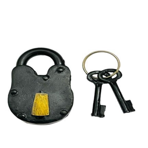 Cadenas antique en fer noir avec 2 clés vintage, robuste, finition rustique décorative pour portes, armoires, coffres, portails, décoration intérieure - Product Image 4