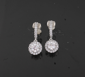 Boucles d'oreilles clous en argent plaqué avec pierres CZ taille ronde, topaze blanche naturelle et zircon – Bijoux classiques en pierres précieuses rondes en gros - Product Image 5
