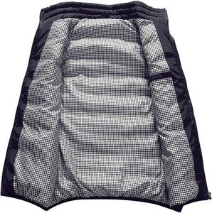 <b>Men</b> Winter Puffer <b>Vest</b> Sleeveless Quilted Windproof Zip Up Warm Casual Outerwear <b>Black</b> Stand Collar - Product Image 2