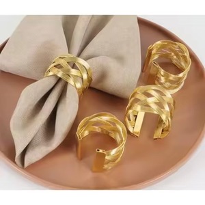 Anillo de Servilleta de Metal con Acabado Dorado para Decoración de Bodas, Estilismo de Mesa Festivo y Arreglos para Banquetes - Product Image 2
