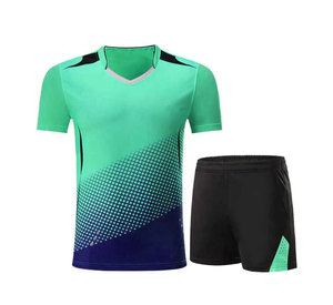 เสื้อยืดเทนนิสชายแบบแห้งเร็วพิมพ์ลายดิจิทัลใหม่พร้อมกางเกงขาสั้น โพลีเอสเตอร์ระบายอากาศ ชุดแบดมินตัน ป้องกันรังสียูวี ขายส่ง - Product Image 2