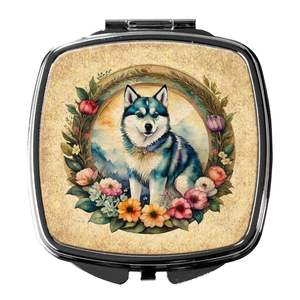Alaskan Klee Kai Flowers Miroir de maquillage de voyage compact Miroir décoratif de poche pliant pour femmes et filles Idée cadeau - Product Image 1