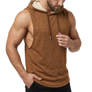 Débardeur à capuche sans manches pour homme, haute visibilité, avec logo personnalisé, prix de gros OEM, vêtements de sport performants - Product Image 4