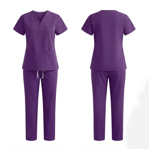 Uniforme Médico para Mujer, 93% Poliéster, 7% Elastano, 170 GSM, Color Morado Premium, Ropa de Hospital, Logotipo Personalizado con Sublimación y Bordado - Product Image 1