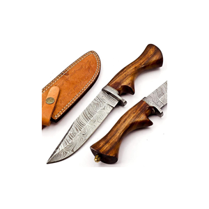 Cuchillo Bowie de Acero de Damasco con Mango de Palisandro de PAK ENTERPRISES, Envío Rápido, Hoja Fija para Supervivencia y Caza al Aire Libre - Product Image 1