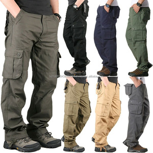 Pantalons de jogging unisexes écologiques à jambes larges, confort standard, pantalons de survêtement décontractés, taille plus, 6 poches cargo, pantalons en coton - Product Image 1
