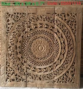 Panel Decorativo Cuadrado de Madera de Teca Tallada y Grabada de 3 pies, 100% Hecho a Mano, Alta Resistencia, Ecológico, Clásico, Decoración para el Hogar DIY TH - Product Image 6