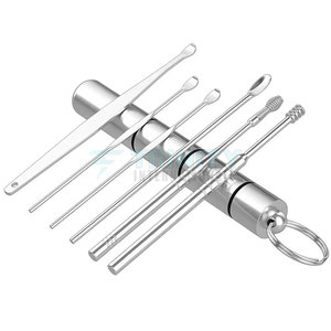 Ear Wax <b>Removal</b> 6-in-1 Tools Reusable High Quality Stainless Steel Ear Cleaning Kit with Key Chain <b>Box</b> Custom Colors - Product Image 4