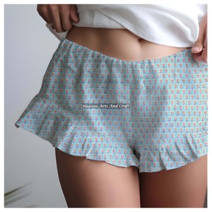 Nuevos pantalones cortos elegantes de algodón con cintura elástica y volantes para mujer, pantalones cortos con volantes estampados, pantalones cortos para primavera y verano, nuevos pantalones informales sueltos - Product Image 1