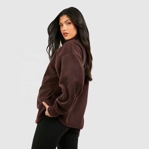 Sweat-shirts à capuche en polaire pour femmes, style urbain, demi-zip, coupe oversize, effet teddy, col montant, mode hiver - Product Image 2