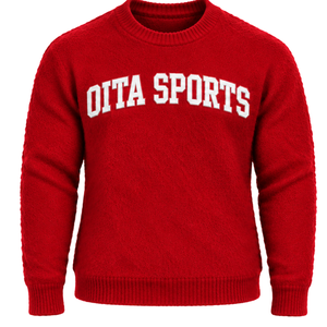 Pull en tricot doux rouge cramoisi personnalisé pour homme, col rond, manches longues, chaud, décontracté, pour l'hiver, avec logo sur le devant en relief - Product Image 1