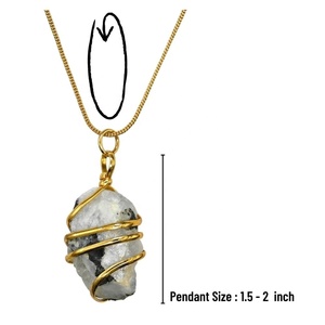 Pendentif en pierre de lune arc-en-ciel de style Feng Shui de qualité supérieure, en pierre brute enveloppée de fil, provenant d'Inde, type quartz - Product Image 2