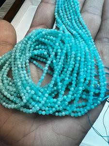 TASBIYA GEMS Amazonite Gemstone 2mm Faceted Round <b>Blue</b> Beads Ready to Ship for <b>Necklace</b> Making - Product Image 5