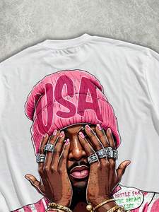 เสื้อยืดครอปผู้ชายทรงหลวมสไตล์ฮิปฮอปพิมพ์ลายเต็มตัวผ้าเจอร์ซีย์สำหรับฤดูร้อน - Product Image 5