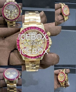 Montre de luxe Hip Hop en acier inoxydable avec cadran en verre, diamants Moissanite glacés, étanche 10 bars, bracelet à fermoir, design personnalisé - Product Image 5