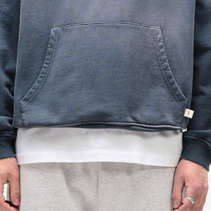 Pull à capuche d'hiver personnalisé en coton molletonné épais, coupe oversize, double couche, effet délavé à l'acide, épaules tombantes, vente en gros - Product Image 5
