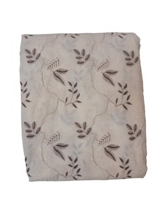 Tissu en coton blanc cassé en gros avec broderie de feuilles brunes et travail de cordon 3D pour vêtements de créateurs et décoration intérieure - Product Image 1