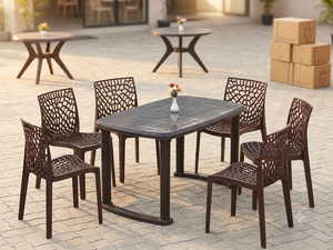 Mesa de Comedor Rectangular de Plástico Semivirgen para 4 Personas, Diseño Moderno y Duradero, Muebles para Comedor, No Requiere Ensamblaje - Product Image 3