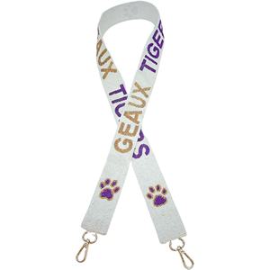 Sac à main perlé pour le jour du match du Tennessee et du Texas avec bandoulière en coton à carreaux, broderie multicolore par glowin fashion - Product Image 1