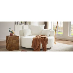 Poltrona Girevole a 360 Gradi con 3 Cuscini Rimovibili, Sedia Rotonda per Soggiorno, Camera da Letto, Ufficio - Product Image 6