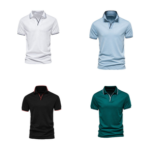 Camisetas Polo de Manga Corta de Algodón para Hombre, Color Sólido, Tejido de Punto, Casual, Transpirable, Corte Regular - Product Image 6