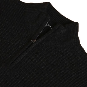 Jacquard avec logo personnalisé 1/4 pull-over à fermeture éclair pulls surdimensionnés épais et épais tricot côtelé en coton pour hommes motif solide vêtements d'hiver - Product Image 6