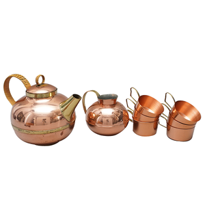 Juego de café vintage de cobre puro con acabado pulido para restaurante, hogar y hotel, juego de té metálico para cocina. - Product Image 2