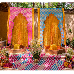 Arches métalliques modernes et colorées, légères, pour cérémonie de Haldi en extérieur personnalisée, panneaux découpés au laser, cadres, décoration d'événements de mariage, États-Unis - Product Image 1