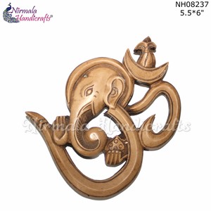 Estatua de Resina al por Mayor del Dios Ganesha con Símbolo Om para Colgar en la Pared, Escultura del Dios Elefante Hindú, Artesanía India para la Entrada del Hogar - Product Image 3