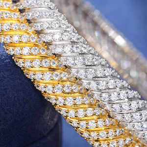 Bracelet à maillons en moissanite brillante sertie griffe, en argent 925, certifié GRA, plaqué or et rhodium, unisexe, tendance, géométrique, pour soirée - Product Image 2
