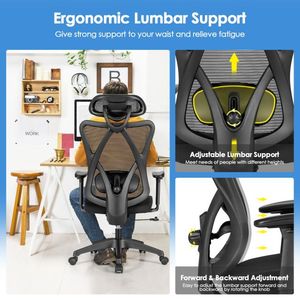 Sedia Direzionale Ergonomica con Schienale Alto in Rete e Supporto Lombare Regolabile per Gamer - Product Image 5