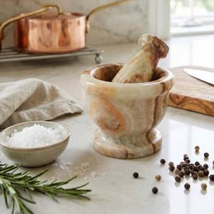 Juego de mortero y pilón de mármol de alta resistencia para triturar, moler y mezclar especias, hierbas e ingredientes de alimentos orgánicos. - Product Image 6