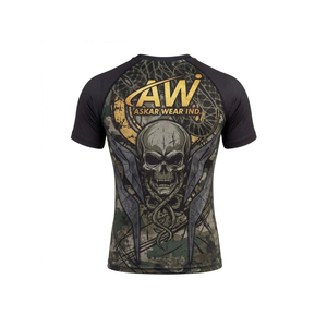 Askar Wear Ind <b>Men's</b> Short Sleeve Rash Guard Sublimation Print Quick Dry Athletic <b>Shirt</b> Back Logo Camouflage <b>Skull</b> Design - Product Image 2