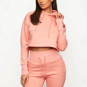 Conjunto de Sudadera Corta con Capucha Rosa y Pantalones Deportivos a Juego, Corte Ajustado, Ropa Casual de Otoño, Chándal de Punto Transpirable - Product Image 4