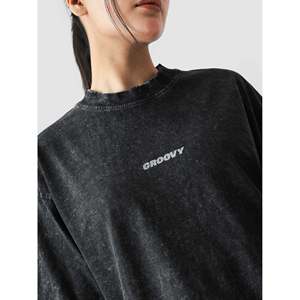 เสื้อยืดโอเวอร์ไซส์ทรงใหญ่พิเศษ ผ้าคอตตอน 100% สไตล์วินเทจ สตรีทแวร์ ล้างสีแบบแอซิดวอช รับผลิตแบบ OEM แบรนด์ส่วนตัว - Product Image 3