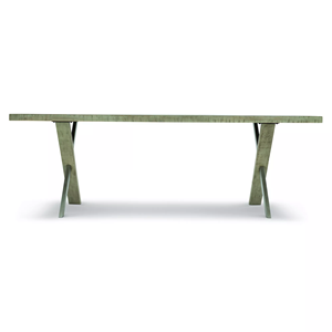 Mesa de comedor moderna de estilo rústico para el hogar, restaurante o cocina, con diseño de patrón de listones de madera maciza de mango, forma de X y dos patas. - Product Image 2