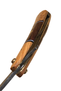 Rasoir de barbier à lame droite en damas avec manche en os fait main et étui en cuir PU - Product Image 5