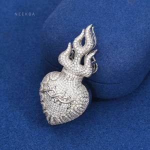 Colgante de Corazón con Espinas de Plata de Ley 925 y Moissanita - Colgante de Corazón de Moissanita Estilo Hip Hop, Colgante de Corazón para Uso Diario Estilo Drip - Product Image 4