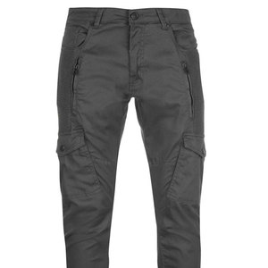 Pantalon cargo gris foncé pour homme, taille mi-haute, coupe régulière, respirant, style vêtements de travail, avec plusieurs poches, en toile - Product Image 1
