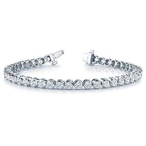 Bracelet tennis exquis en or 14 carats, serti à trois griffes, style illusion, bijoux fins de qualité supérieure, cadeau pour femme et anniversaire - Product Image 3
