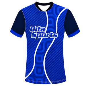 Maillot de rugby bleu marine à manches courtes, col en V, motif géométrique, uniforme d'équipe personnalisé, respirant, pour l'entraînement et le sport - Product Image 1
