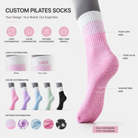 Chaussettes de Pilates personnalisées à bout ouvert, antidérapantes avec points en silicone, respirantes, en tissu doux, pour studio, entraînement, fitness, OEM