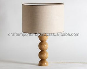 handcrafted table <b>lamps</b> made of carved wood with hand-polished surfaces and artistic lampshades for upscale interior lighting. - Product Image 4