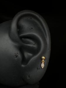 Pendientes colgantes de oro de 14K con diamante marquise cultivado en laboratorio, aretes helix y daith, joyería fina y delicada para mujer, elegante para uso diario. - Product Image 3