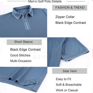 Polo de golf de alta calidad con cremallera de un cuarto para hombre, tejido básico de mezcla de algodón con un aspecto deportivo transpirable. - Product Image 5