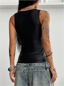 Débardeur en cuir pour femme, coupe ajustée, sans manches, personnalisation de la marque, directement de l'usine - Product Image 4