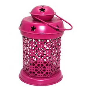 โคมไฟแขวนเหล็กตกแต่งอย่างหรูหราดีไซน์โดดเด่นโคมไฟขนาดเล็กเคลือบด้วยผงสีชมพูเคลือบเงา - Product Image 1