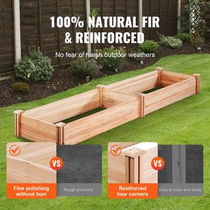 Raised Garden Bed 7.9 X 2 X 0.8 Ft Wooden <b>Planter</b> Box with Open Base for Outdoor Flowers and <b>Vegetables</b> - Product Image 4