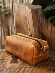 Genuine Leather Toiletry Bag <b>Mens</b> Dopp Kit Shaving Wash Bag Travel Grooming Kit <b>Pouch</b> Custom Logo Bulk Order TYG-0251 - Product Image 4